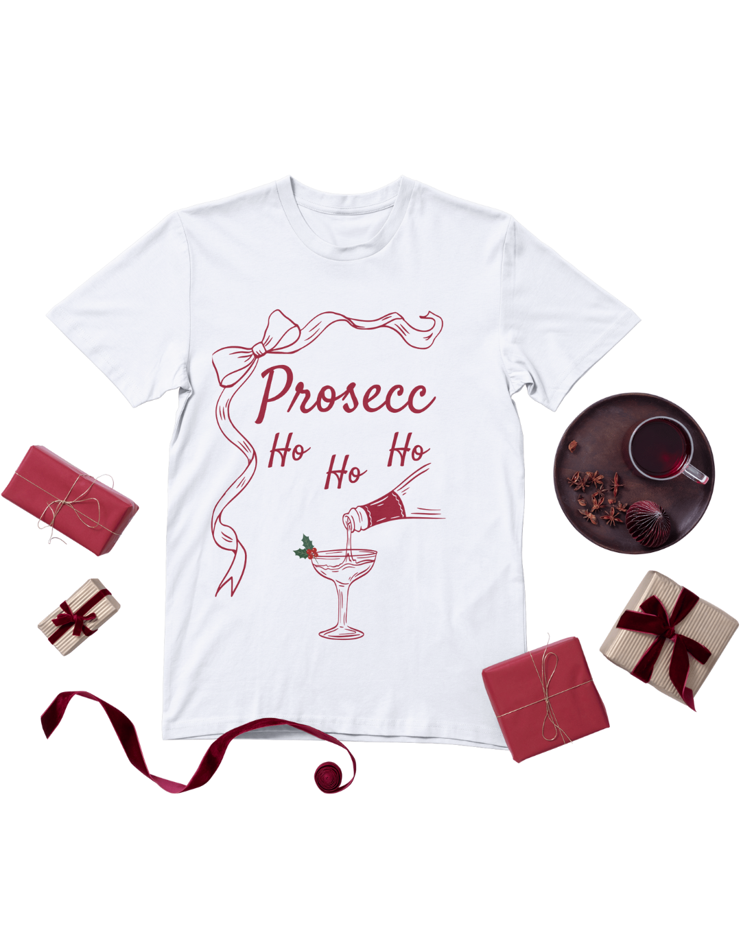 Women’s “Prosecc-Ho Ho Ho” Christmas T-Shirt | Festive Holiday Tee | Free Shipping