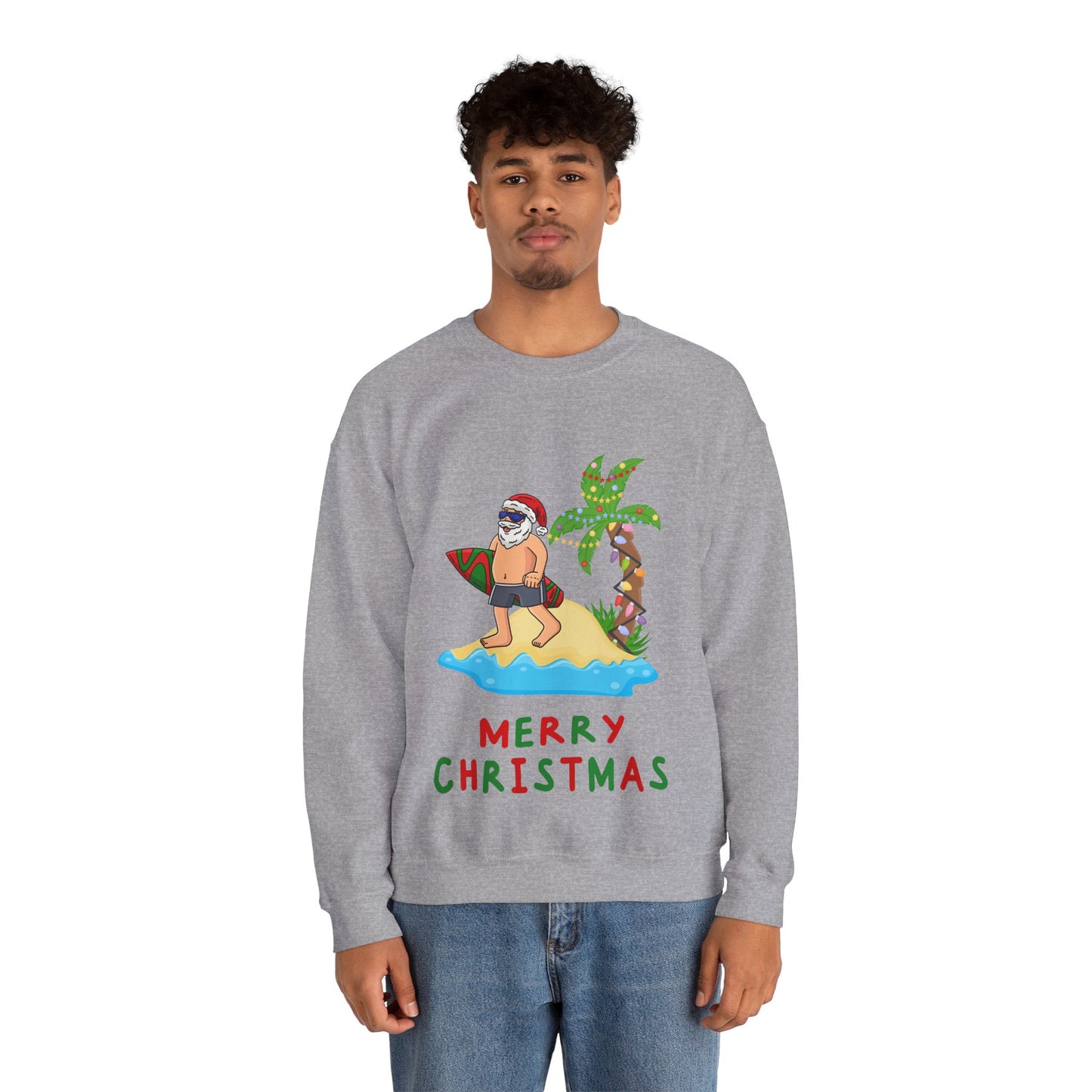 Aussie Surfing Santa Christmas Sweatshirt | Tropical Merry Christmas Jumper for Men – Free Shipping Australia-Wide
