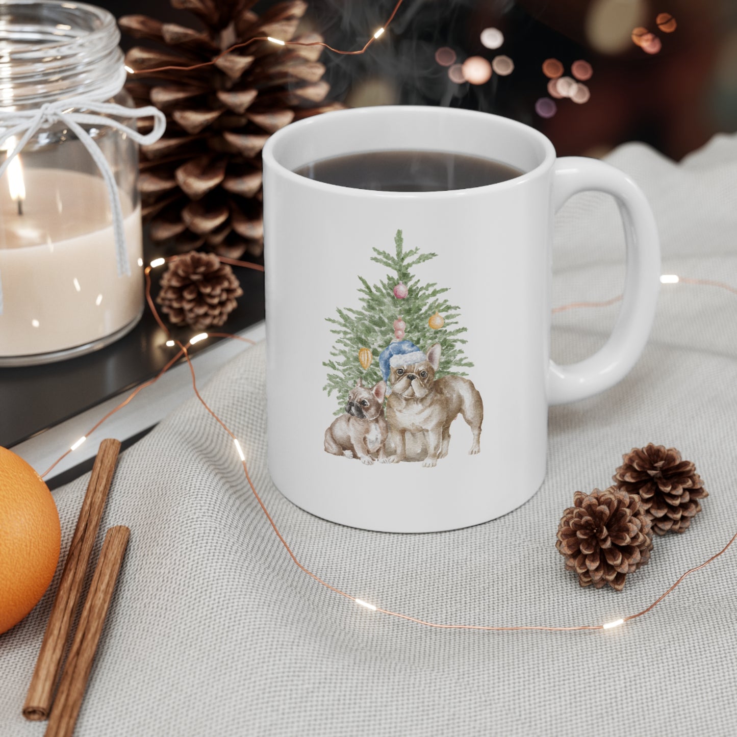 French Bulldog Merry Christmas Mug – Festive Dog Lover Gift (11oz)