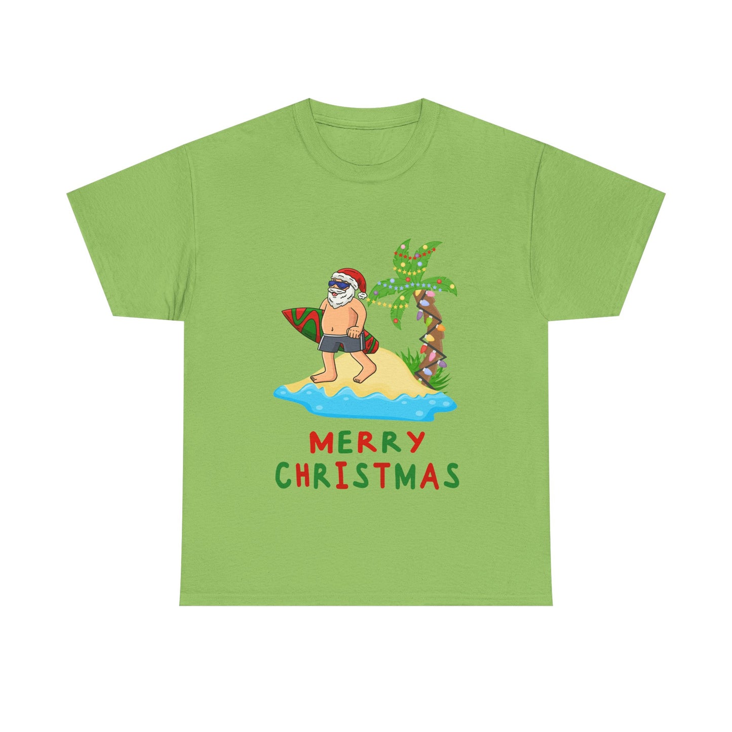 Men’s Surfing Santa Christmas T-Shirt | Aussie Beach Tee | Free Shipping