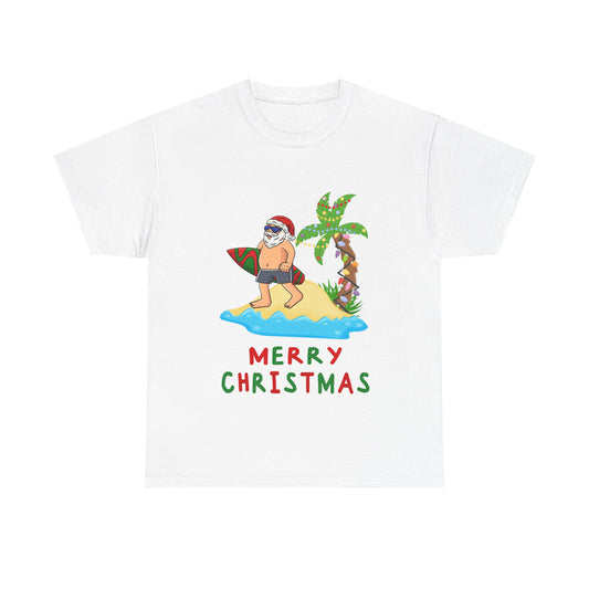 Men’s Surfing Santa Christmas T-Shirt | Aussie Beach Tee | Free Shipping
