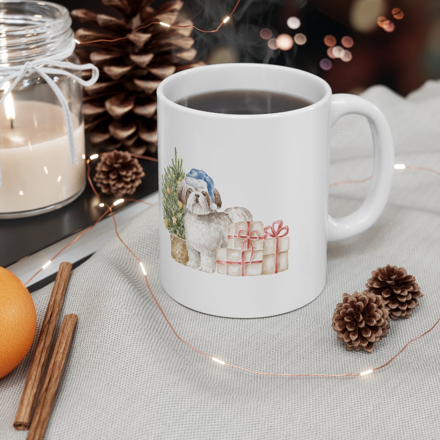 Shih Tzu Merry Christmas Mug – Cute Holiday Coffee Cup (11oz)
