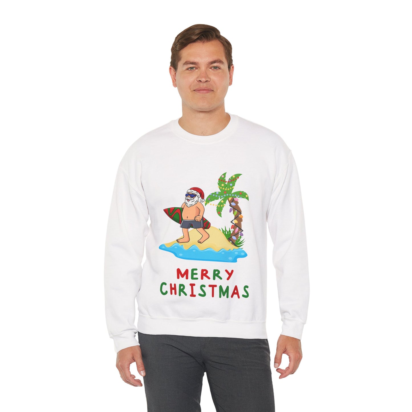 Aussie Surfing Santa Christmas Sweatshirt | Tropical Merry Christmas Jumper for Men – Free Shipping Australia-Wide