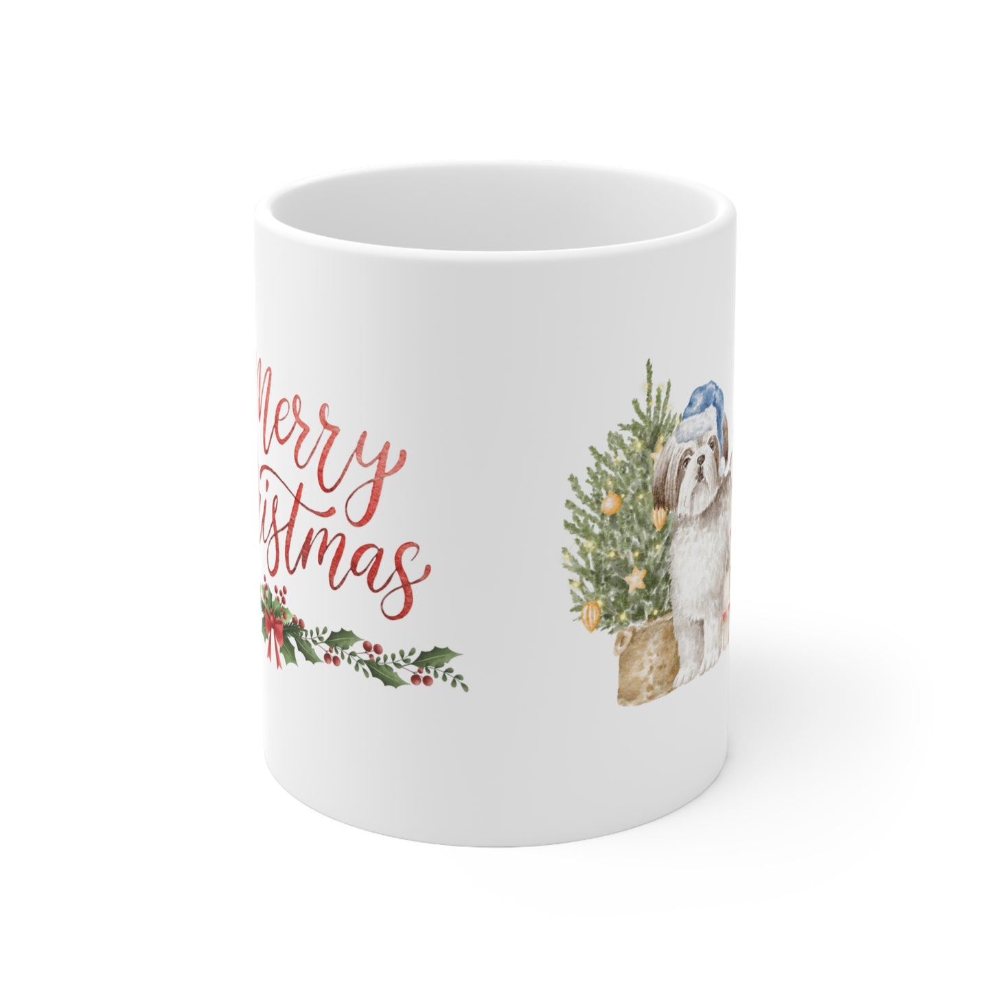 Shih Tzu Merry Christmas Mug – Cute Holiday Coffee Cup (11oz)