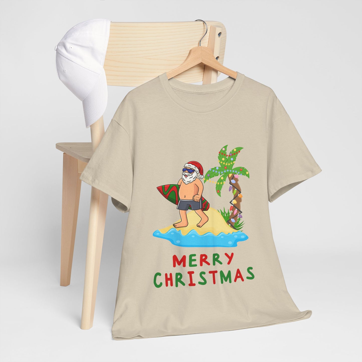 Men’s Surfing Santa Christmas T-Shirt | Aussie Beach Tee | Free Shipping