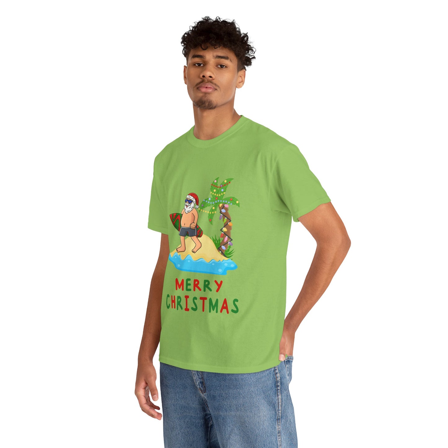 Men’s Surfing Santa Christmas T-Shirt | Aussie Beach Tee | Free Shipping