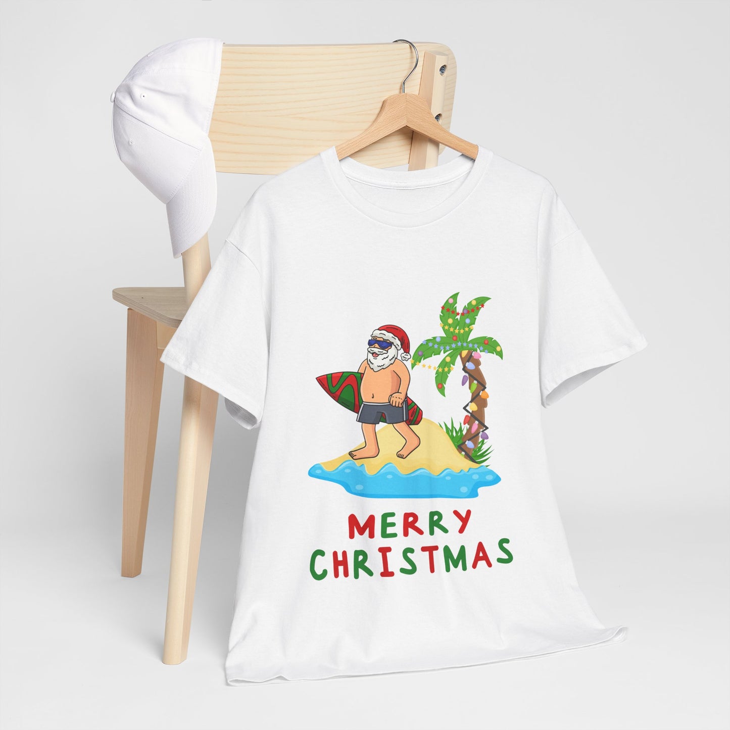 Men’s Surfing Santa Christmas T-Shirt | Aussie Beach Tee | Free Shipping
