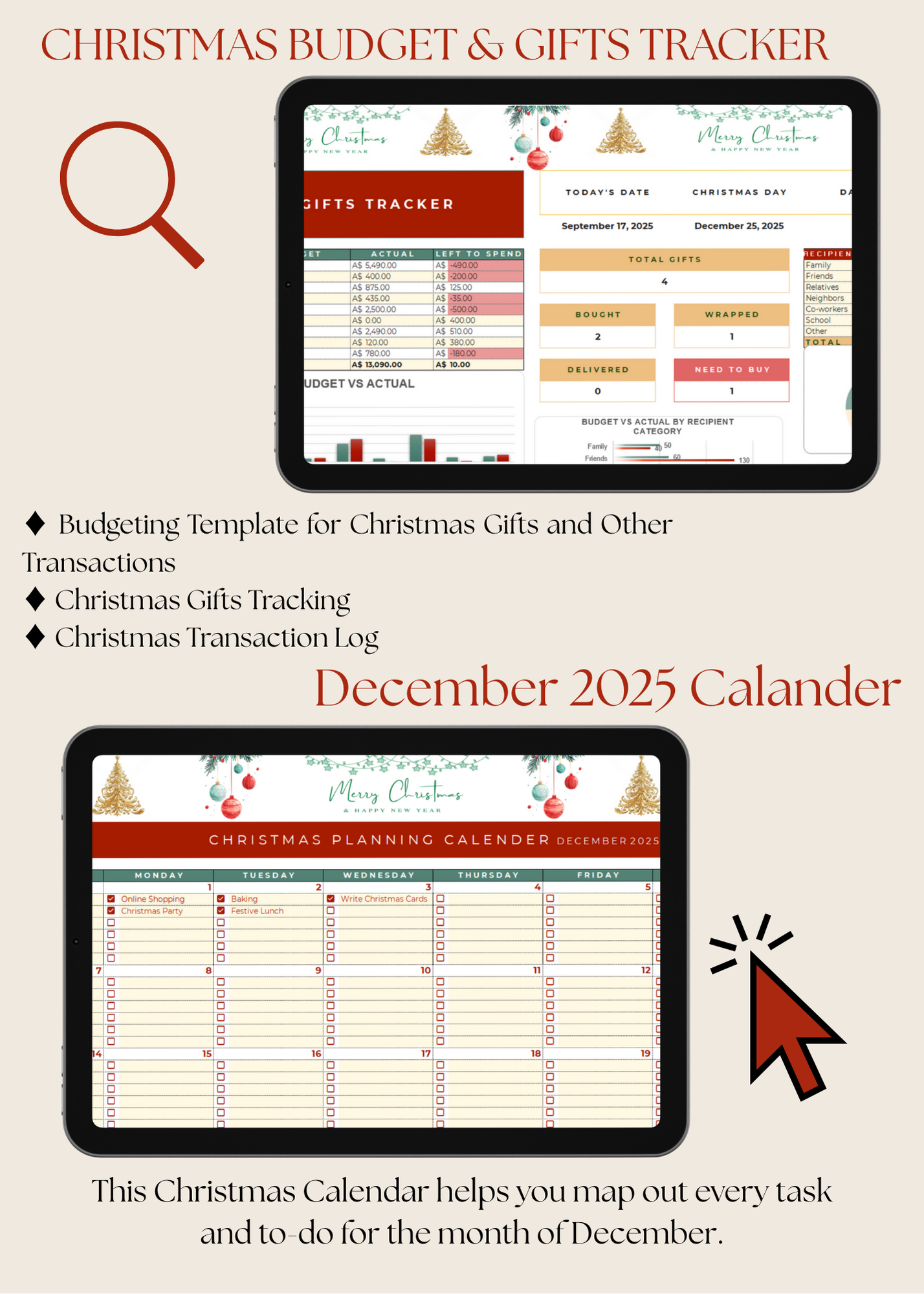 Christmas Budget & Gift Planner (Editable Google Sheets)