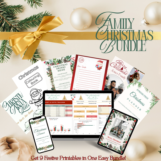 Ultimate Family Christmas Planner & Printables Bundle — 9 Festive Templates for a Stress-Free Holiday