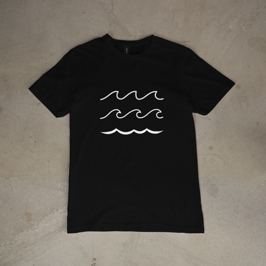 Minimal Wave Line Art Tee (White Font) — TYOD Surf Minimal Collection