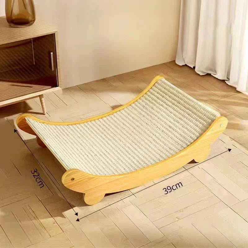 Wooden Cat Scratching and Sleeping Bed