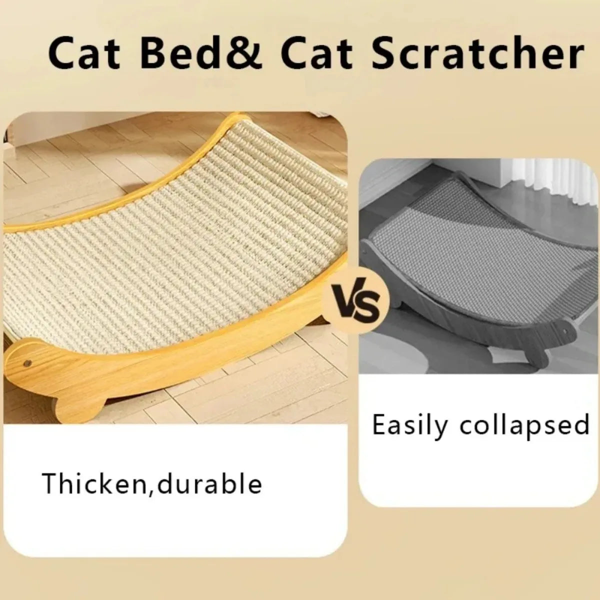 Wooden Cat Scratching and Sleeping Bed
