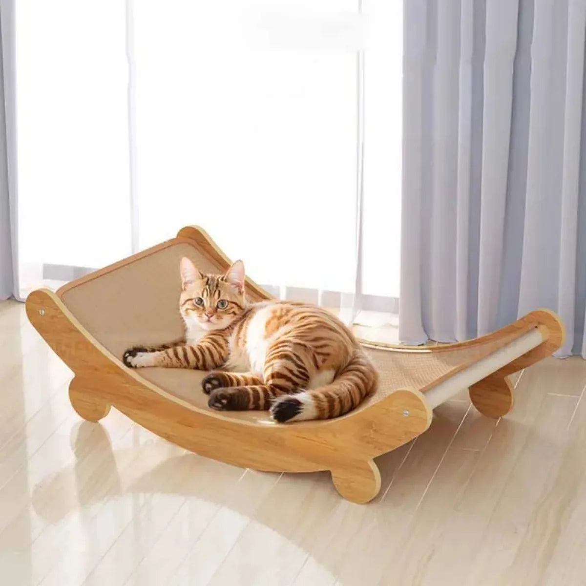 Wooden Cat Scratching and Sleeping Bed