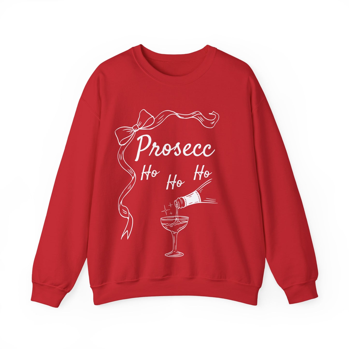 Prosecco Holiday Sweatshirt White Font – Festive “Ho Ho Ho” Crewneck for Wine Lovers | Cozy Christmas & New Year Gift