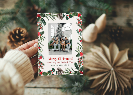 Editable Christmas Photo Card Template | Custom Family Holiday Greeting | Printable Canva Design