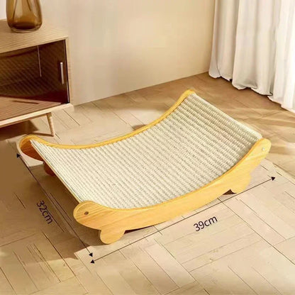 Wooden Cat Scratching and Sleeping Bed