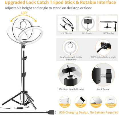 LED Selfie Ring Lighting with Phone Holder & Tripod