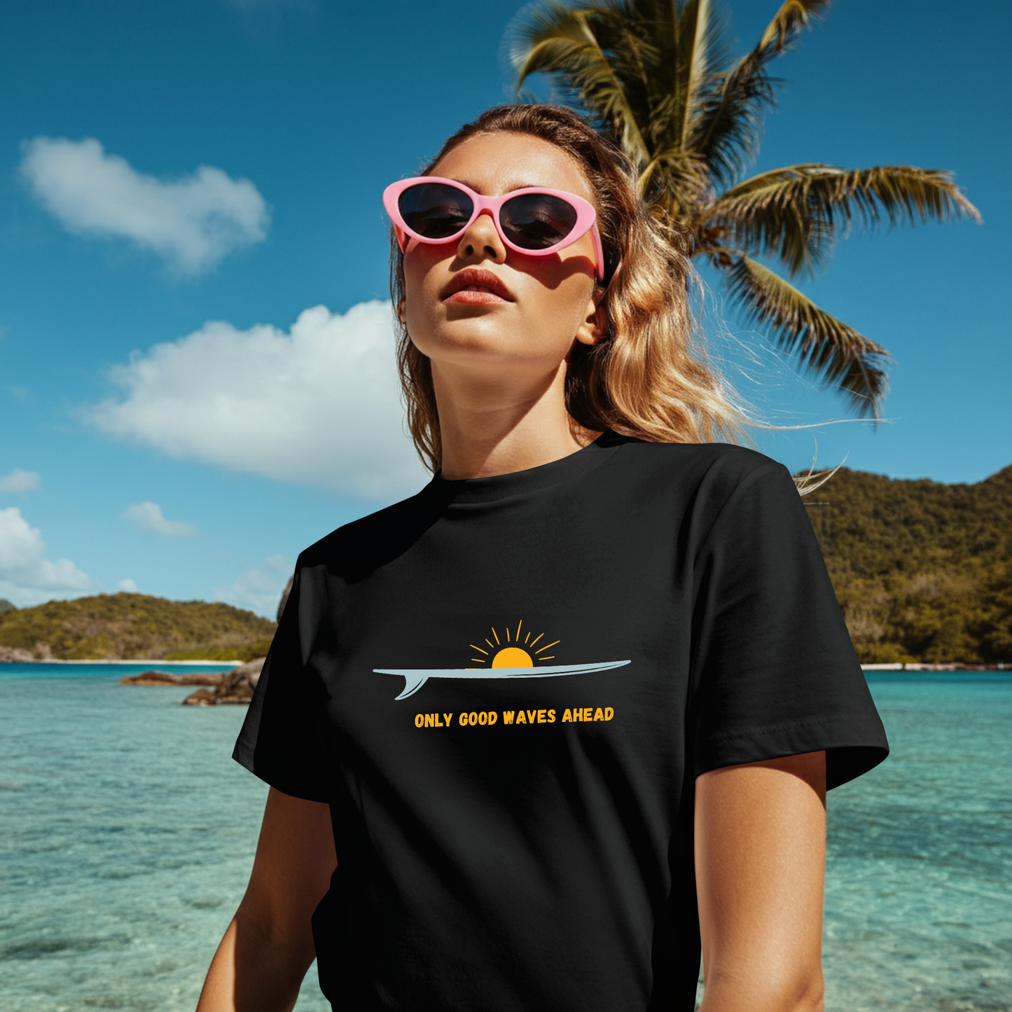 Only Good Waves Ahead Surf Tee