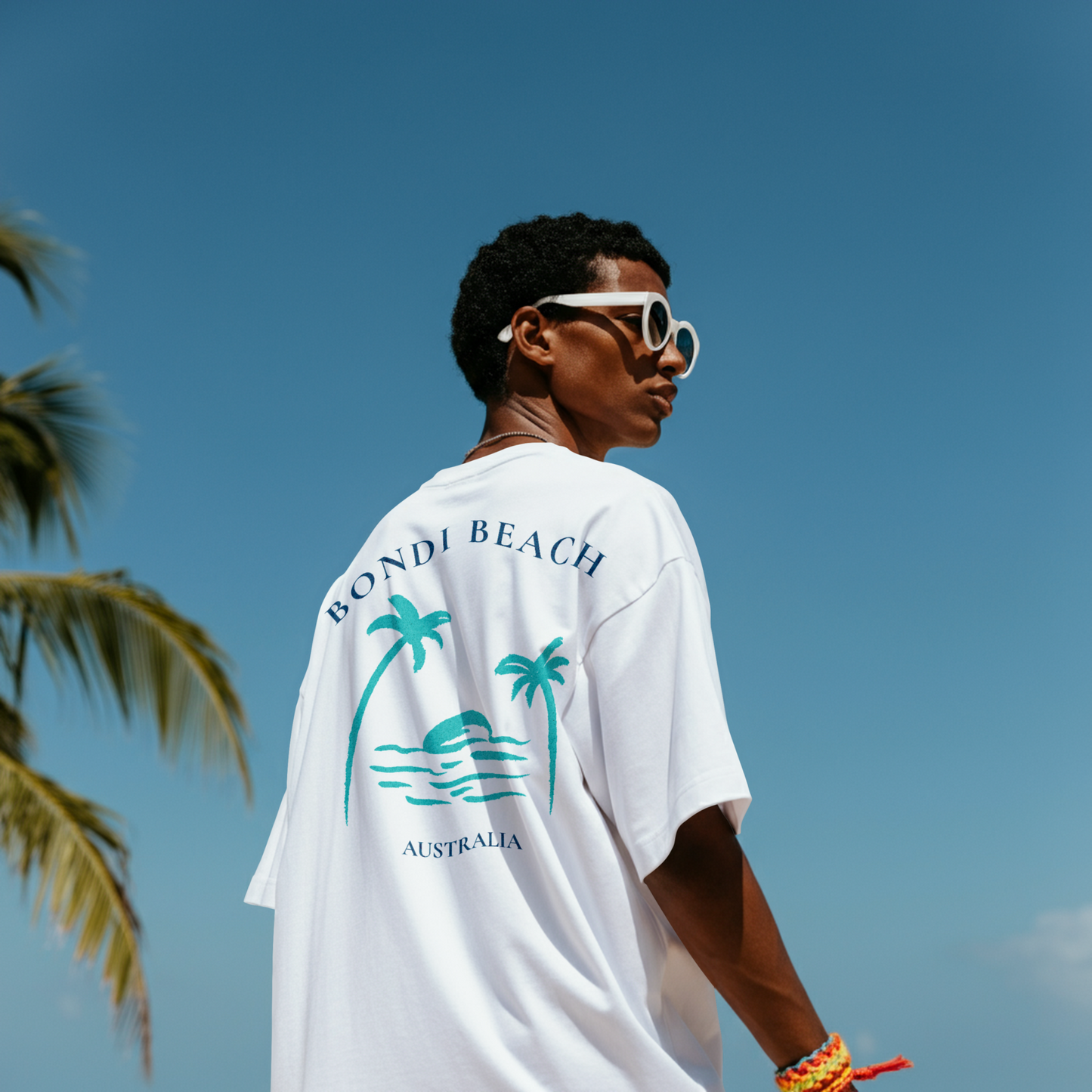 Bondi Beach Retro Surf Sunset Tee (Back Print) — TYOD Coastal Collection