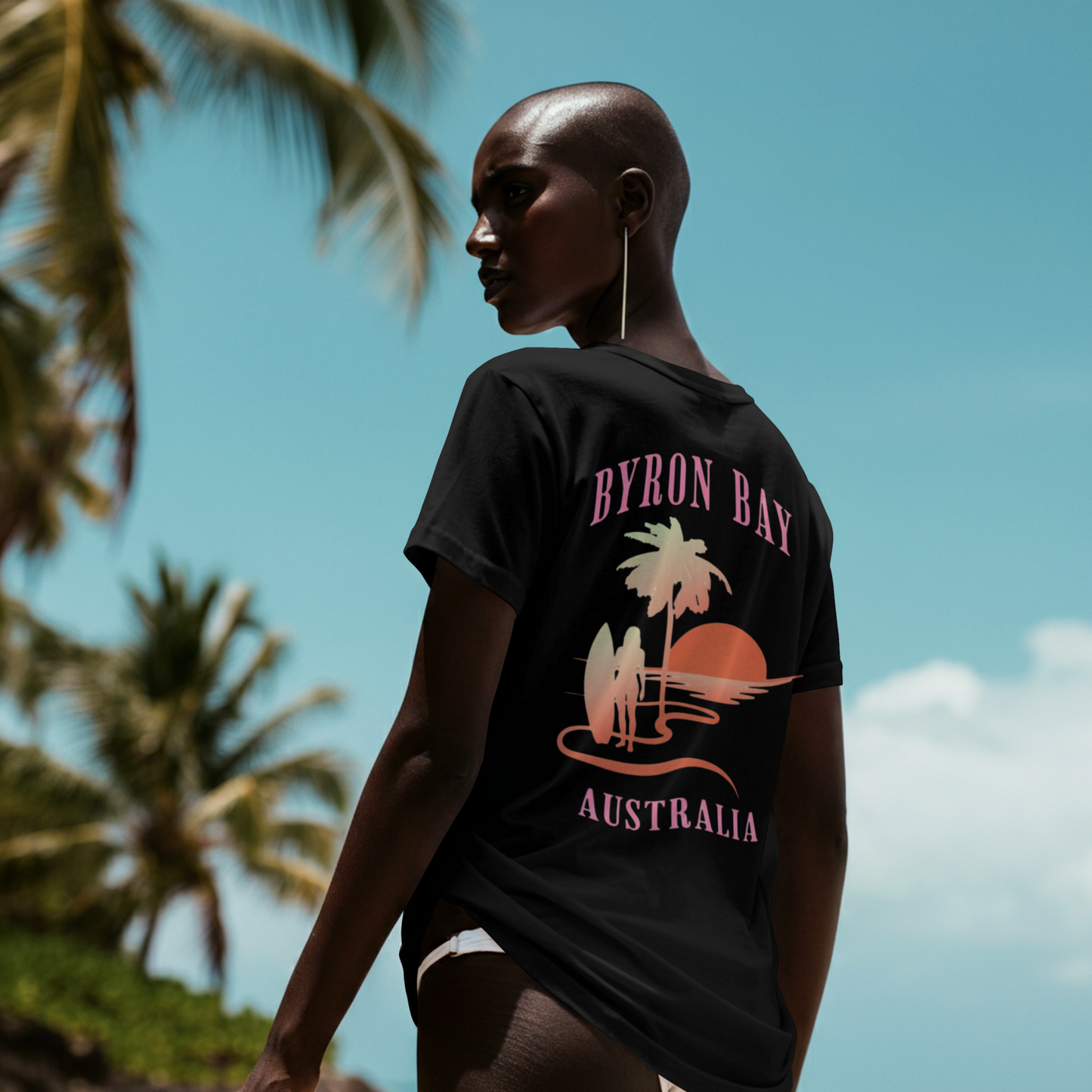 Byron Bay Australia Tee (Back Print) – Retro Sunset Surf Shirt