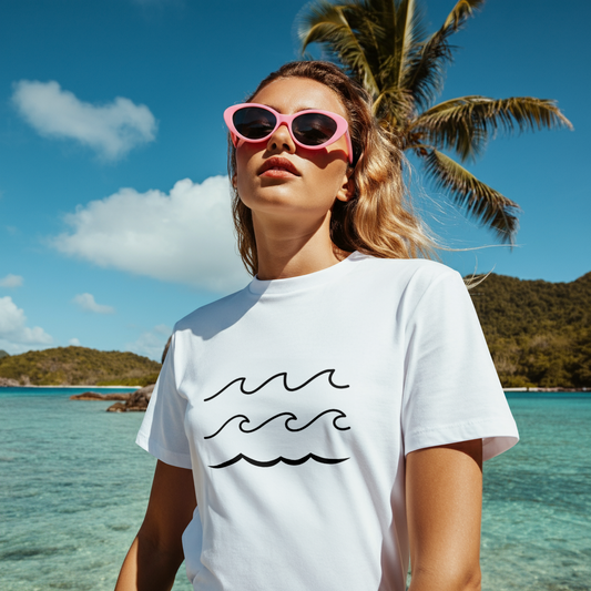 Minimal Wave Line Art Tee (Black Font) — TYOD Surf Minimal Collection