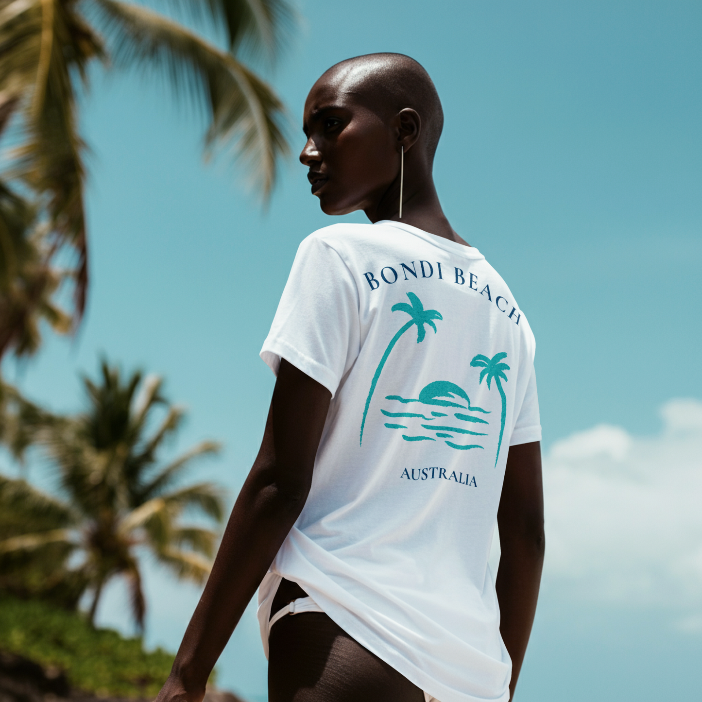 Bondi Beach Retro Surf Sunset Tee (Back Print) — TYOD Coastal Collection