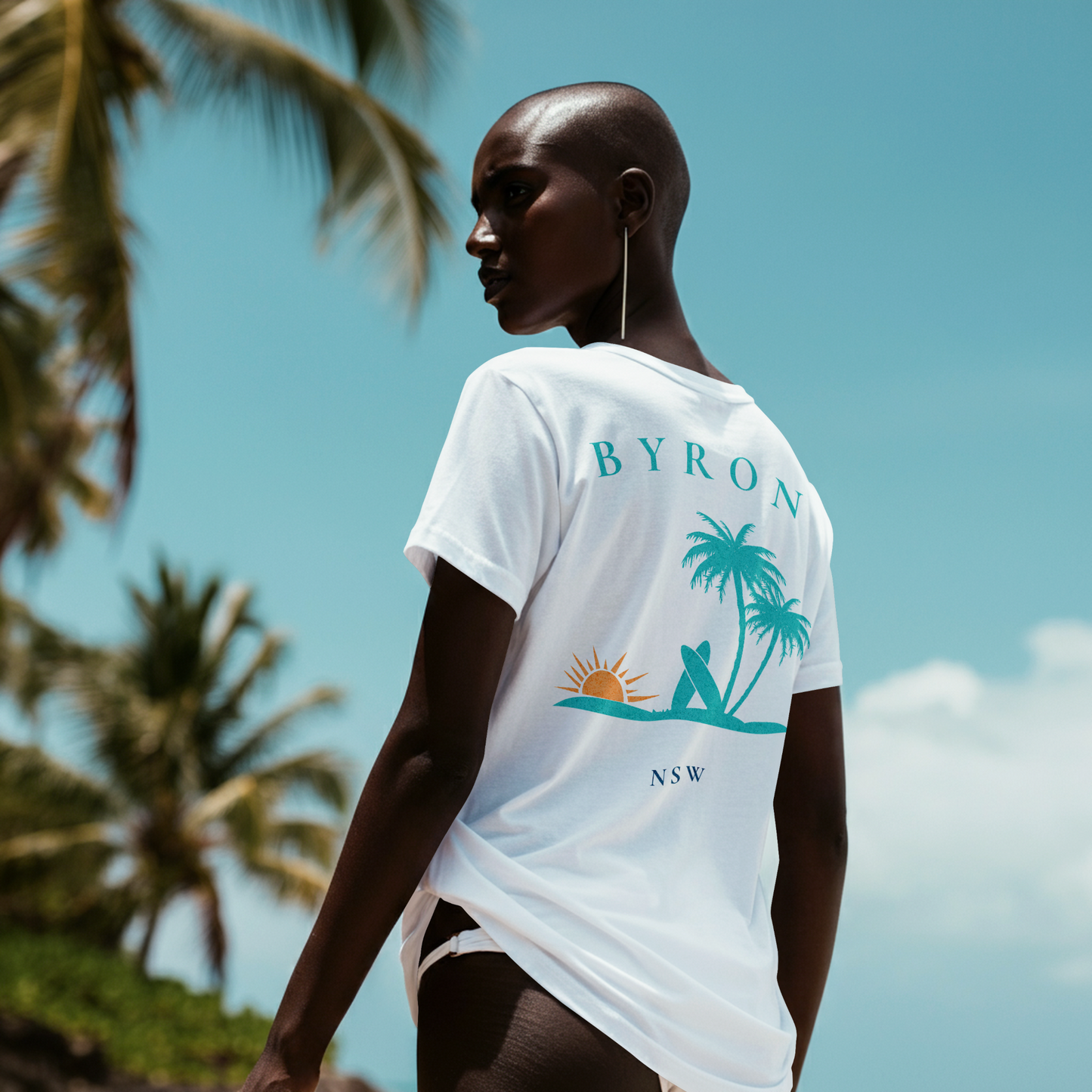 Byron Bay Retro Surf Sunset Tee (Back Print) — TYOD Coastal Collection