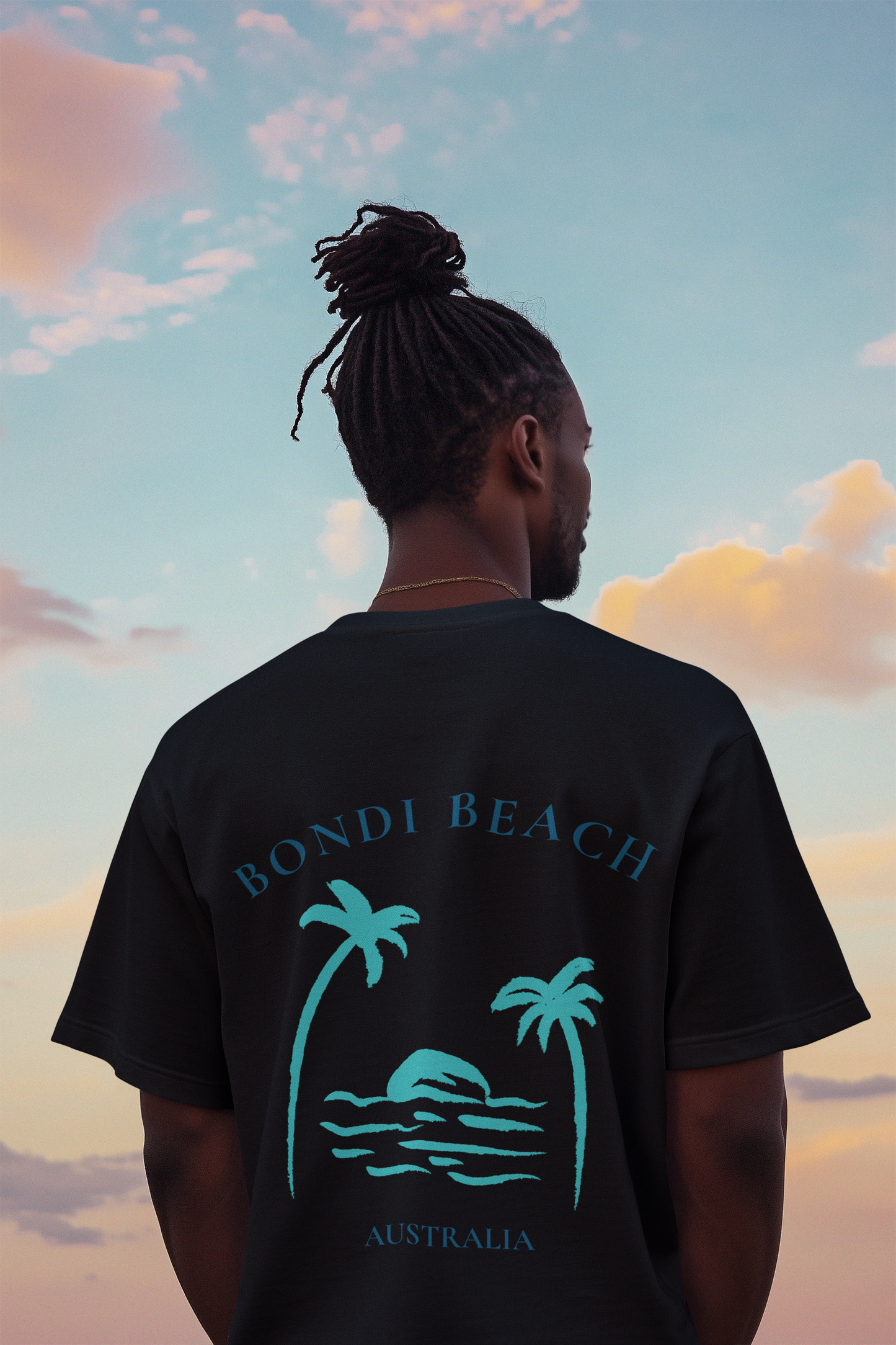 Bondi Beach Retro Surf Sunset Tee (Back Print) — TYOD Coastal Collection